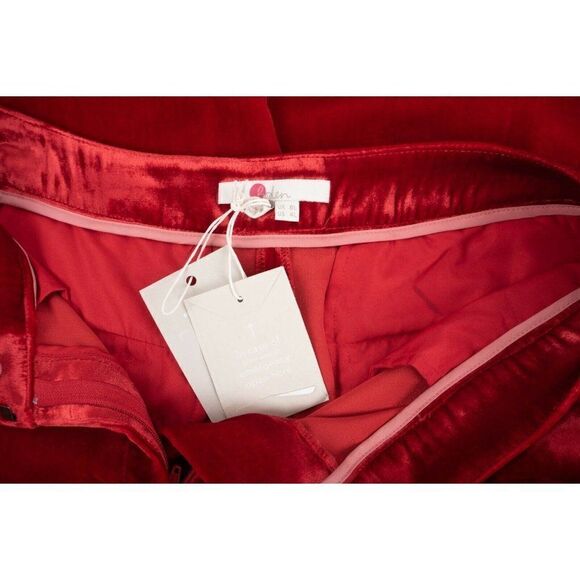 Boden Womens Selwood Velvet Silk Pants UK 8L US4 4L Tall Red Wide Leg NWT - Picture 8 of 9